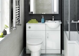 Quartz Gloss White Combined Suite with Toilet and Basin - 903x743mm