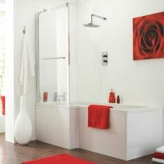 Varese Square Shower Bath - Left Hand Large L-Shaped with Screen and Rail - No Side Panel 