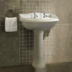 Edward Traditional Basin and Pedestal - Double Tap Hole 