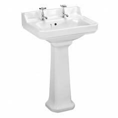 Charles Traditional Basin and Pedestal - Double Tap Hole 