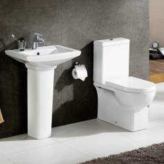 Bathroom Suite with Lanao Pedestal Basin and Close Coupled Toilet Set 
