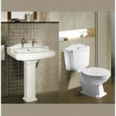 Victoria Twin Tap Pedestal Basin and VictoriaToilet (White) 