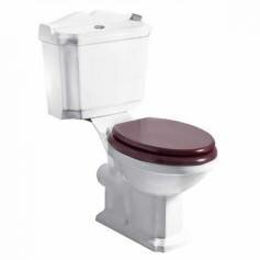 Victoria Close Coupled Toilet and Cistern - Dark Mahogany Seat 