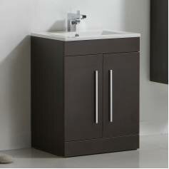 Wood Bathroom Lassen Wenge 600mm Built In Basin Door Unit - Floor Standing 