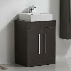 Lassen Wenge Bathroom Furniture 600mm Counter Top Basin Door Unit - Floor Standing 