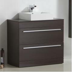 Lassen 900mm Wenge Bathroom Counter Top Basin Drawer Unit - Floor Standing 