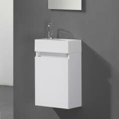 Newlands Bathroom Sink Cabinet - 400mm Wall Mounted Unit - White 