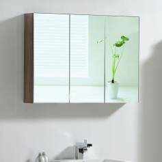 Delamere Light Walnut Bathroom Cabinet - 900mm Three Mirror Doors 