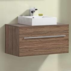 Delamere Light Walnut 900mm Counter Top Basin Drawer Unit - Wall Mounted 