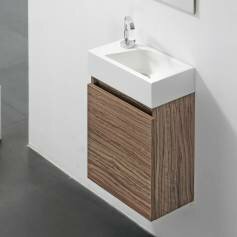 Delamere Bathroom Vanity Cabinets - 400mm Light Walnut Basin Unit - Wall Mounted 