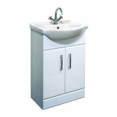 Abbott 550mm Bathroom Basin Units - Gloss White with Single Tap Hole 