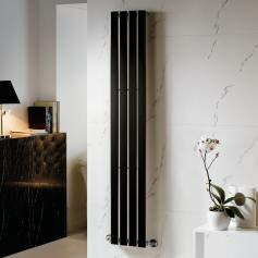 Fuego Vertical Radiators - Gloss Black Flat Panel - 1800x300mm 