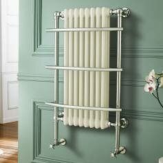Victoria Traditional Towel Rail Radiator with 8 White Columns and Chrome Frame 