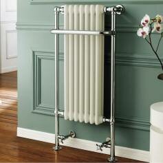 Victoria Traditional Towel Radiators - Towel Rail with 7 White Columns and Chrome Frame 