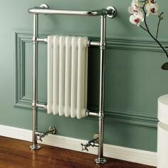 Traditional Towel Radiators Victoria with 6 White Columns and Chrome Frame 