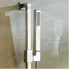 Square Chrome Effect Hand Held Shower Head 