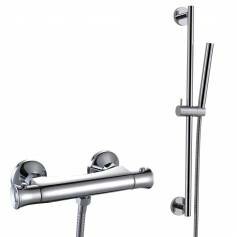 Chrome Shower - Economy Thermostatic Bar Mixer Kit with Hand Held Head 