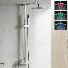 Designer Showers - Exposed Kit with 195mm Square LED Head &amp; Hand Held 