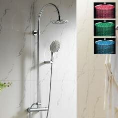 Exposed Shower Kit with 200mm Round LED Head &amp; Multi-Function Hand Held 