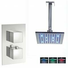 Tugela Thermostatic Shower Mixer Kit with 195mm Square LED Head 