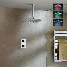Tugela Bathroom Showers - Mixer Kit with 305mm Square LED Head 