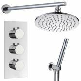 Sipi Thermostatic Shower with 8&quot; Round Head and Hand Held 