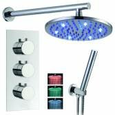 Sipi Thermostatic Shower with 8&quot; Round LED Head and Hand Held 