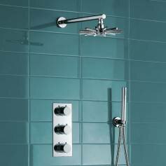 Sipi Thermostatic Shower Mixer Kit with 220mm Star Head - Hand Held 