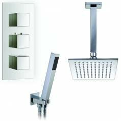 Yumbilla Thermostatic Shower Mixer Kit with 195mm Square Head - Hand Held 