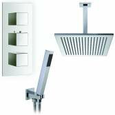 Yumbilla Thermostatic Shower with 12&quot; Square Head and Hand Held 