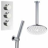 Yumbilla Thermostatic Shower with 8&quot; Round Head and Hand Held 