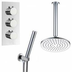 Yumbilla Thermostatic Shower Mixer Kit with 200mm Round Head - Hand Held 