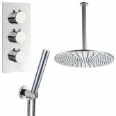 Yumbilla Thermostatic Shower with 16&quot; Round Head and Hand Held 