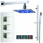 Sabie Shower with 8&quot; Square LED Head and Hand Held 