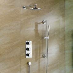 Sabie Thermostatic Shower Mixer Kit with 200mm Round Head - Hand Held 