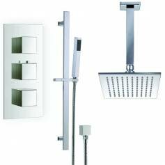 Rhine Thermostatic Shower Mixer Kit with 195mm Square Head - Hand Held 