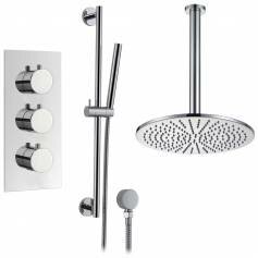 Rhine Thermostatic Shower Mixer Kit with 300mm Round Head - Hand Held 