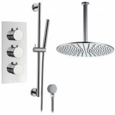 Rhine Thermostatic Shower Mixer Kit with 400mm Round Head - Hand Held 