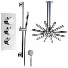Rhine Thermostatic Shower Mixer Kit with 220mm Star Head - Hand Held 