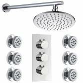 Crescent Thermostatic Shower with 8&quot; Round Head and Body Jets 