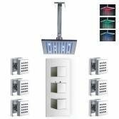 Bonita Thermostatic Shower with 8&quot; Square LED Head and Body Jets 