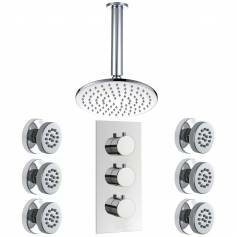 Bonita Thermostatic Shower Mixer Kit with 200mm Round Head - Body Jets 