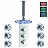 Bonita Thermostatic Shower with 8&quot; Round LED Head and Body Jets 