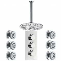 Bonita Thermostatic Shower Mixer Kit with 300mm Round Head - Body Jets 