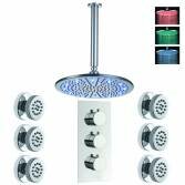 Bonita Thermostatic Shower with 12&quot; Round LED Head and Body Jets 