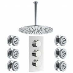 Bonita Thermostatic Shower Mixer Kit with 400mm Round Head - Body Jets 