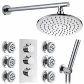 Burude Shower with 8&quot; Round Head, Body Jets and Handheld 