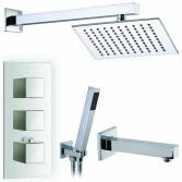 Kallatti Shower with 8&quot; Square Head, Bath Filler and Handheld 