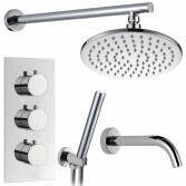 Kallatti Shower with 8&quot; Round Head, Bath Filler and Handheld 