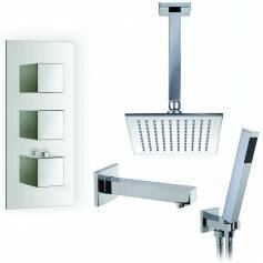 Coban Thermostatic Shower Mixer Kit with 195mm Square Head - Hand Held &amp; Bath Filler Tap 